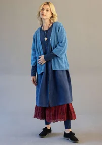 Organic cotton textured-knit cardigan - flax blue