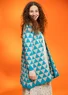 Kuviollinen neuletakki "Zigzag” ekopuuvillaa (turkoosi XL)