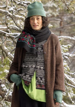 Strickjacke „Canwood“ aus Bio-/Recycling-Baumwolle - schwarz