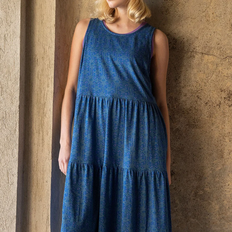 Robe "Papillon" en jersey de coton biologique - indigo clair