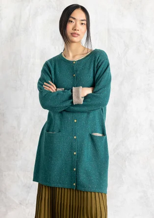 Lambswool blend coatigan - light bottle green/melange