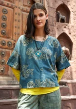 Blouse tissée ”Rose hip” en coton biologique - indigo vert