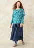 Blouse "Peggy" en coton biologique tissé (vert lagon/motif L)