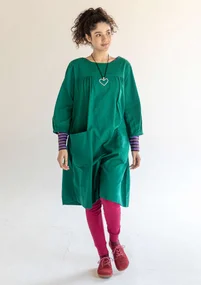 Robe "Benedita" en coton biologique tissé - vert bouteille clair