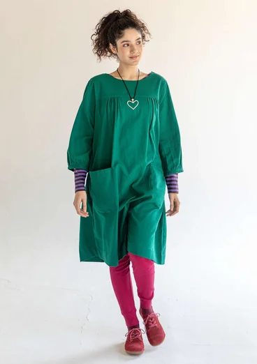 Robe "Benedita" en coton biologique tissé - vert bouteille clair