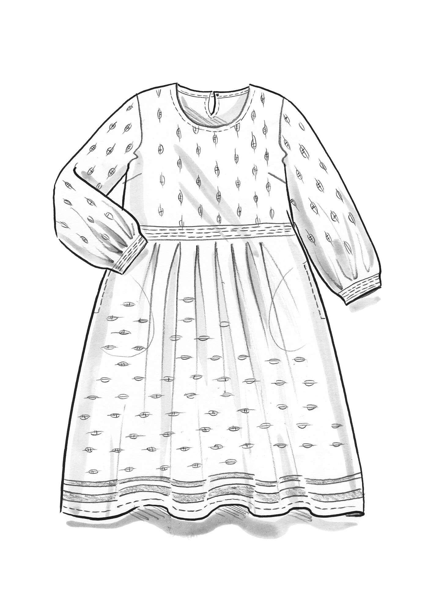 Gemustertes Kleid „Signe“ aus Bio-Baumwollgewebe wildrose