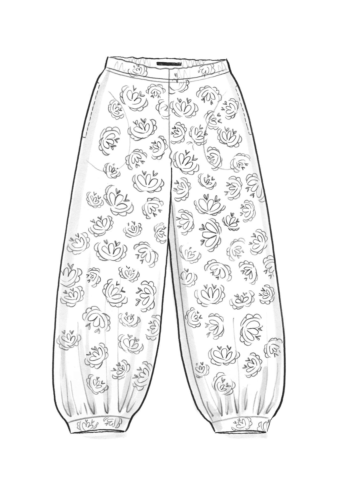 “Krysantemum” organic cotton jersey trousers dark indigo
