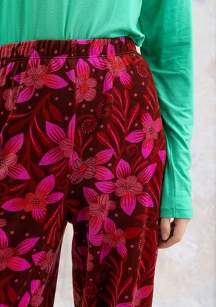“Cornus” velour pants in organic cotton/recycled polyester - beetroot
