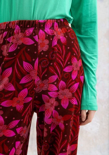 “Cornus” velour pants in organic cotton/recycled polyester - beetroot