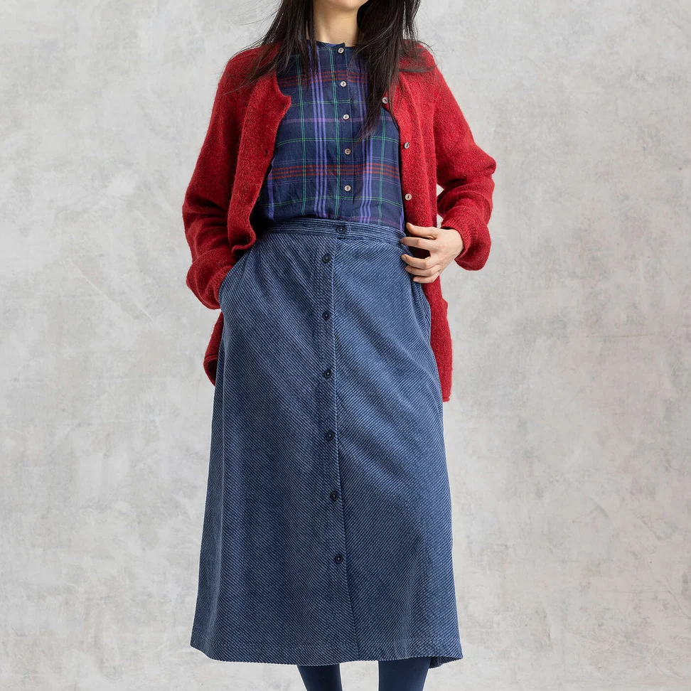 Fløjlsnederdel "Rime" i økologisk bomuld - indigo