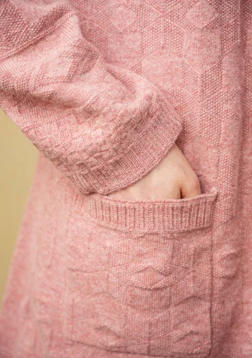 “Capella” long cardigan in lambswool - ash pink/melange