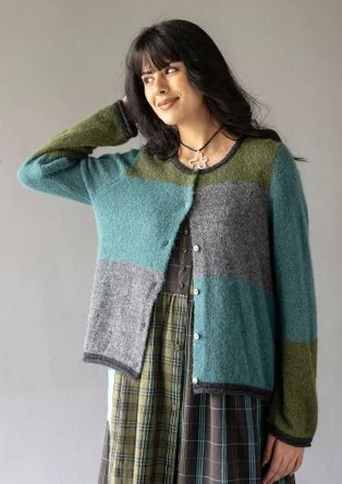 “Kajsa” multicoloured alpaca blend cardigan - verona green