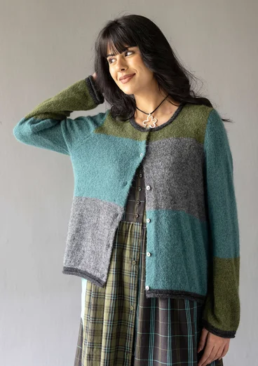 “Kajsa” multicoloured alpaca blend cardigan - verona green