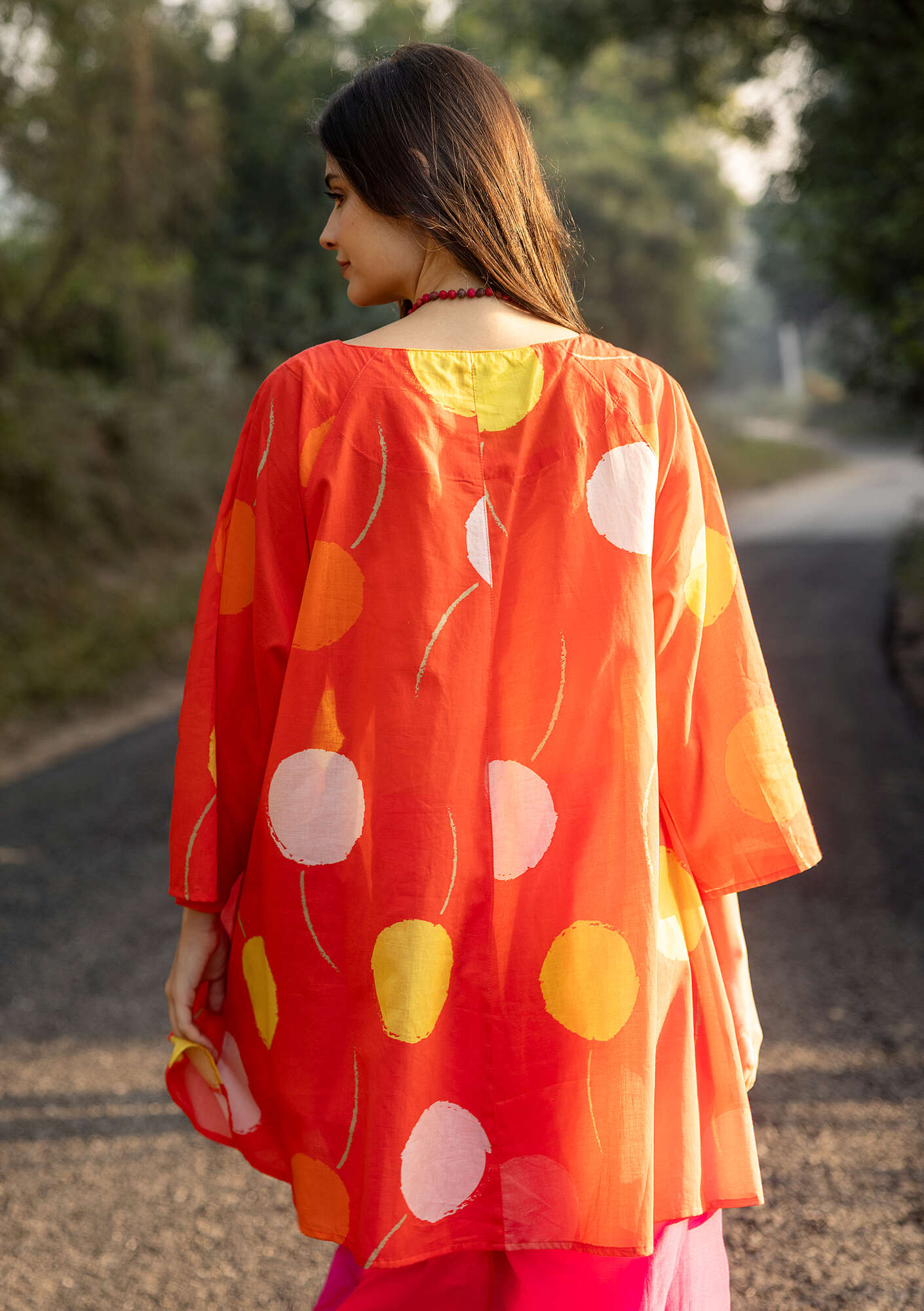 Woven Tunic Top In Organic Cotton - Lava Red - Gudrun Sjödén