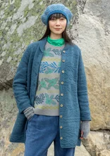 Langstrickjacke „Nova Scotia“ aus Lammwolle - indigogrün