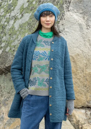 Langstrickjacke „Nova Scotia“ aus Lammwolle - indigogrün