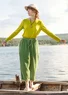 Pantalon "Ottilia" en coton biologique tissé (vert océan XS)