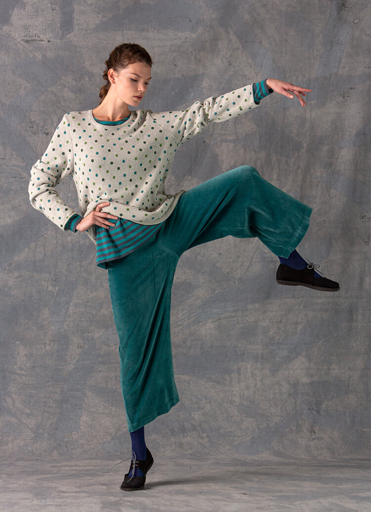 Velour trousers in organic cotton/recycled polyester