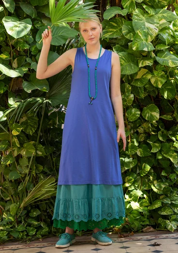 Solid-colored jersey dress in organic cotton/modal - brilliant blue