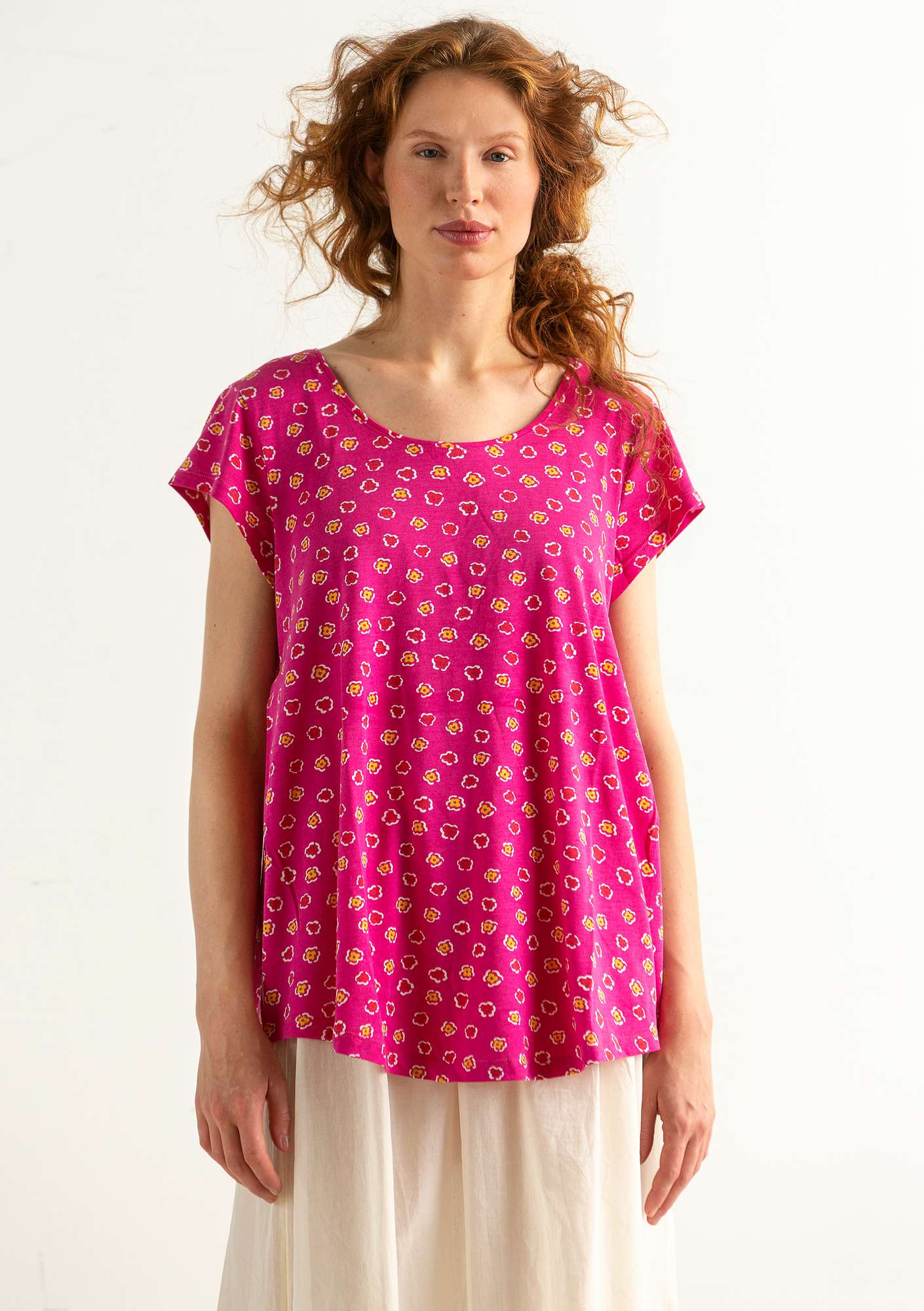 “Himmel” organic cotton/modal top  hibiscus/patterned