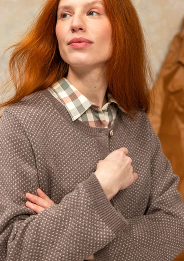Gestreifte, gepunktete oder einfarbige Strickjacke „Wilma“ aus Lammwolle - taupe melange-gemustert