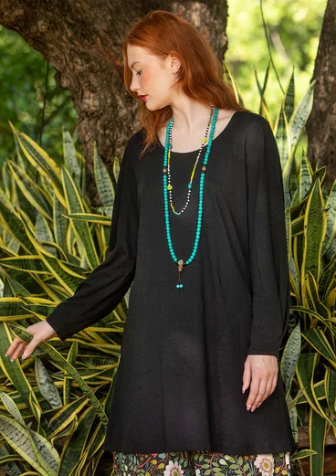 Jersey tunic in organic cotton/linen - black