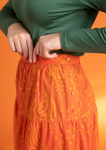 “Irma” woven ruffled skirt in organic cotton - chilli