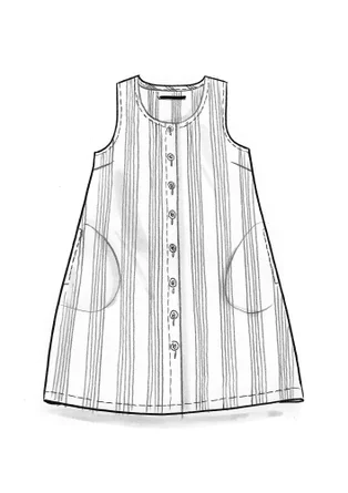 Gestreiftes oder einfarbiges Kleid „Sylvi“ aus Leinen - dunkelnatur-gestreift