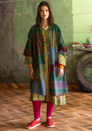 Robe tissée "Shiva" en coton biologique - poivre vert