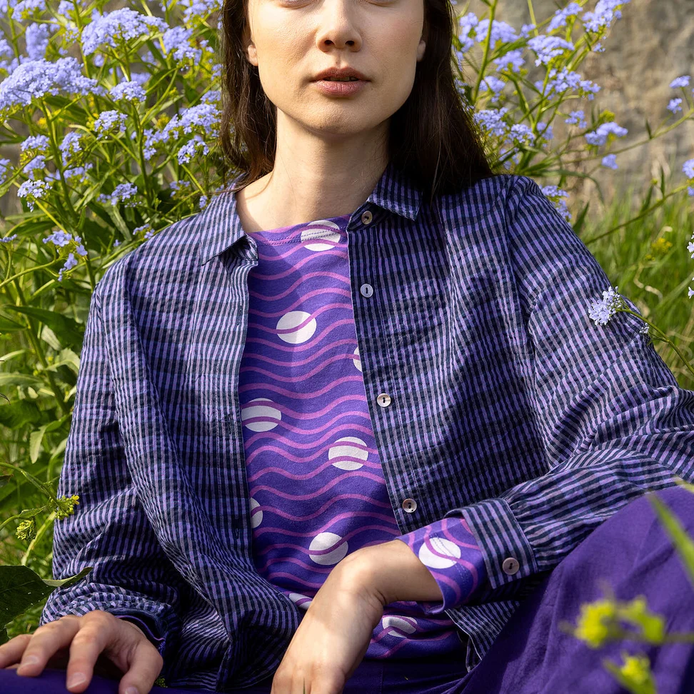 “Wavy” woven organic cotton shirt - sky blue