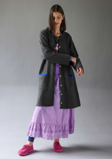 “Tulipe” alpaca blend long cardigan - dark ash grey