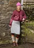Geblümte Strickjacke „Hildur“ aus Wolle (granatapfel-melange L)