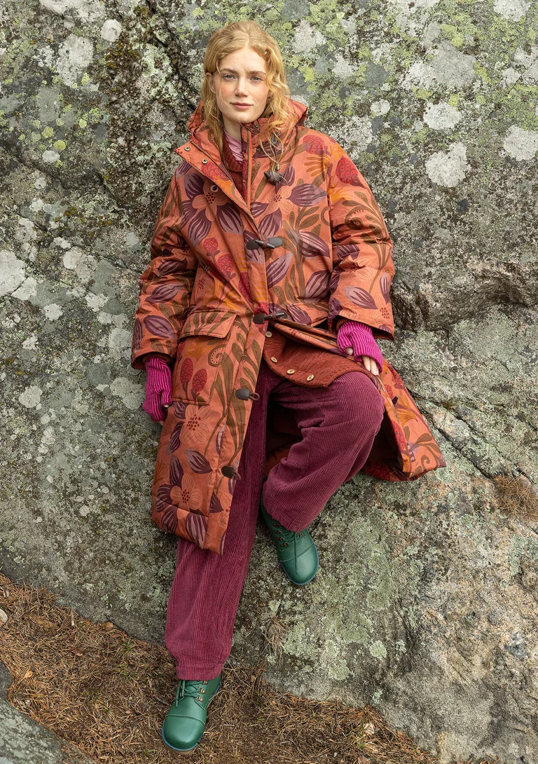 “Nova Scotia” woven quilted coat in organic cotton - madder red