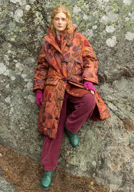 “Nova Scotia” woven quilted coat in organic cotton - madder red