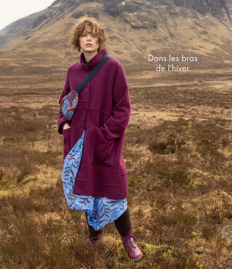 Coat in recycled wool/recycled polyester