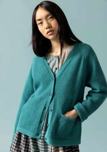 Recycled cotton cardigan - aqua green