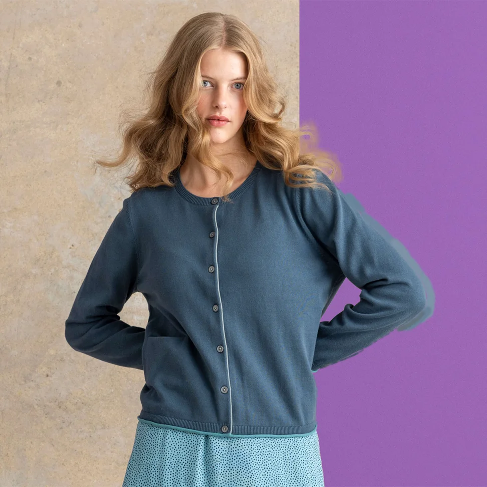 Kofta "Esme" i ekologisk/återvunnen bomull - indigogrön
