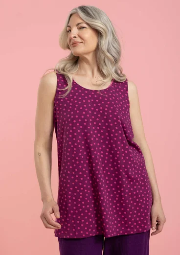 Tricot singlet "Dot" van biologisch katoen/modal/elastaan - wijndruif