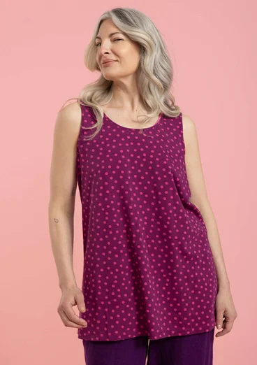 Tricot singlet "Dot" van biologisch katoen/modal/elastaan - wijndruif