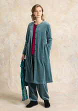 Button-through, organic cotton/recycled polyester velour dress - tea tree