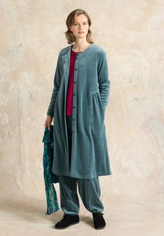 Robe boutonnée en velours de coton biologique/polyester recyclé - arbre à thé