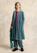 Button-through, organic cotton/recycled polyester velour dress - tea tree