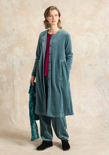 Robe boutonnée en velours de coton biologique/polyester recyclé - arbre à thé
