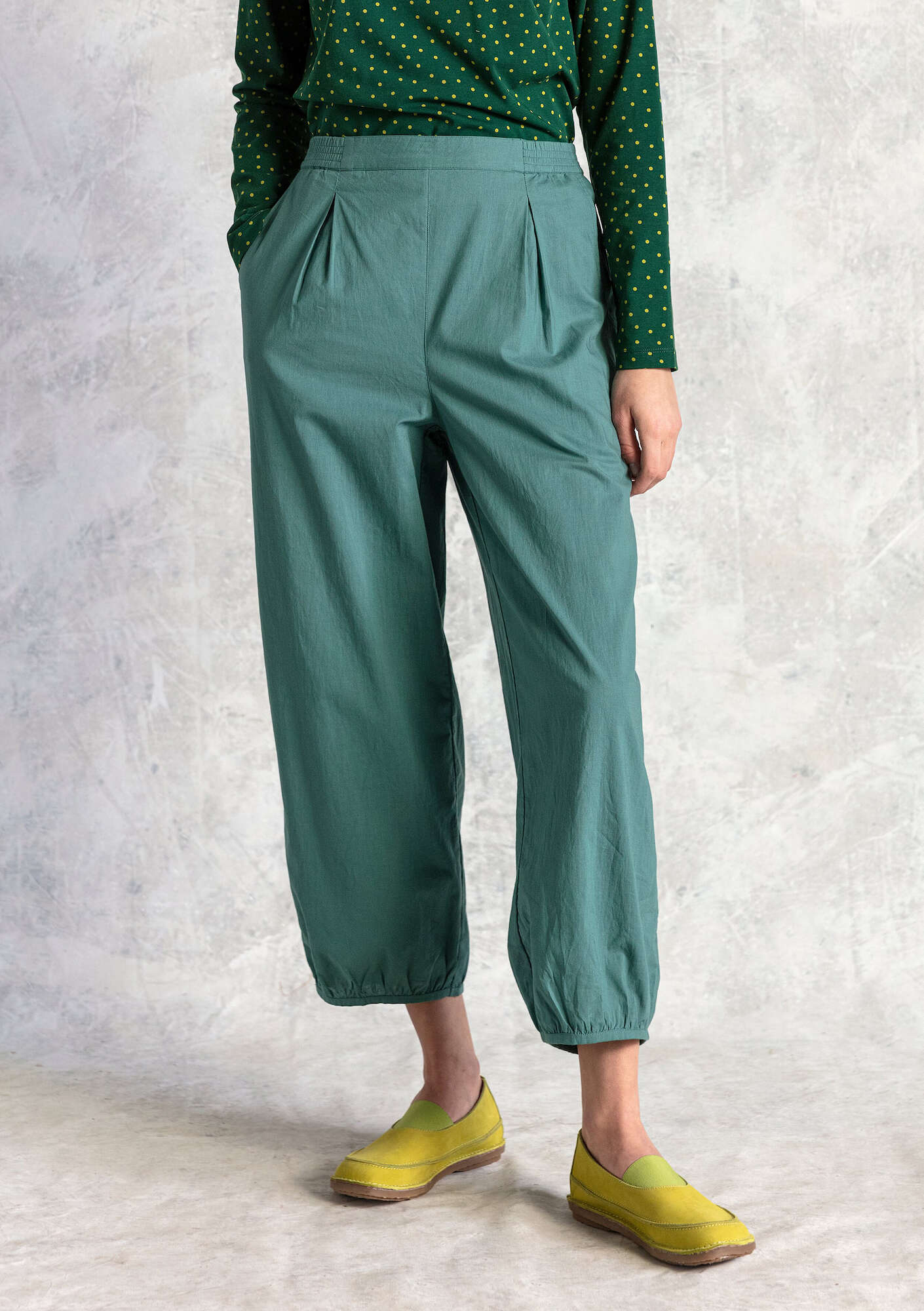 “Hi” woven organic cotton trousers artemisia