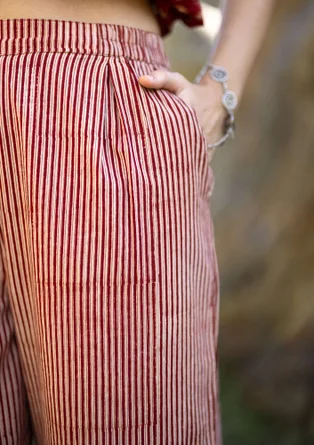 Vevd bukse «Willow» i økologisk bomull - henna