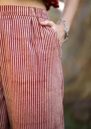 Vevd bukse «Willow» i økologisk bomull - henna