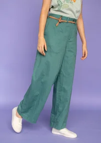 “Garden” woven organic cotton/linen trousers - artemisia