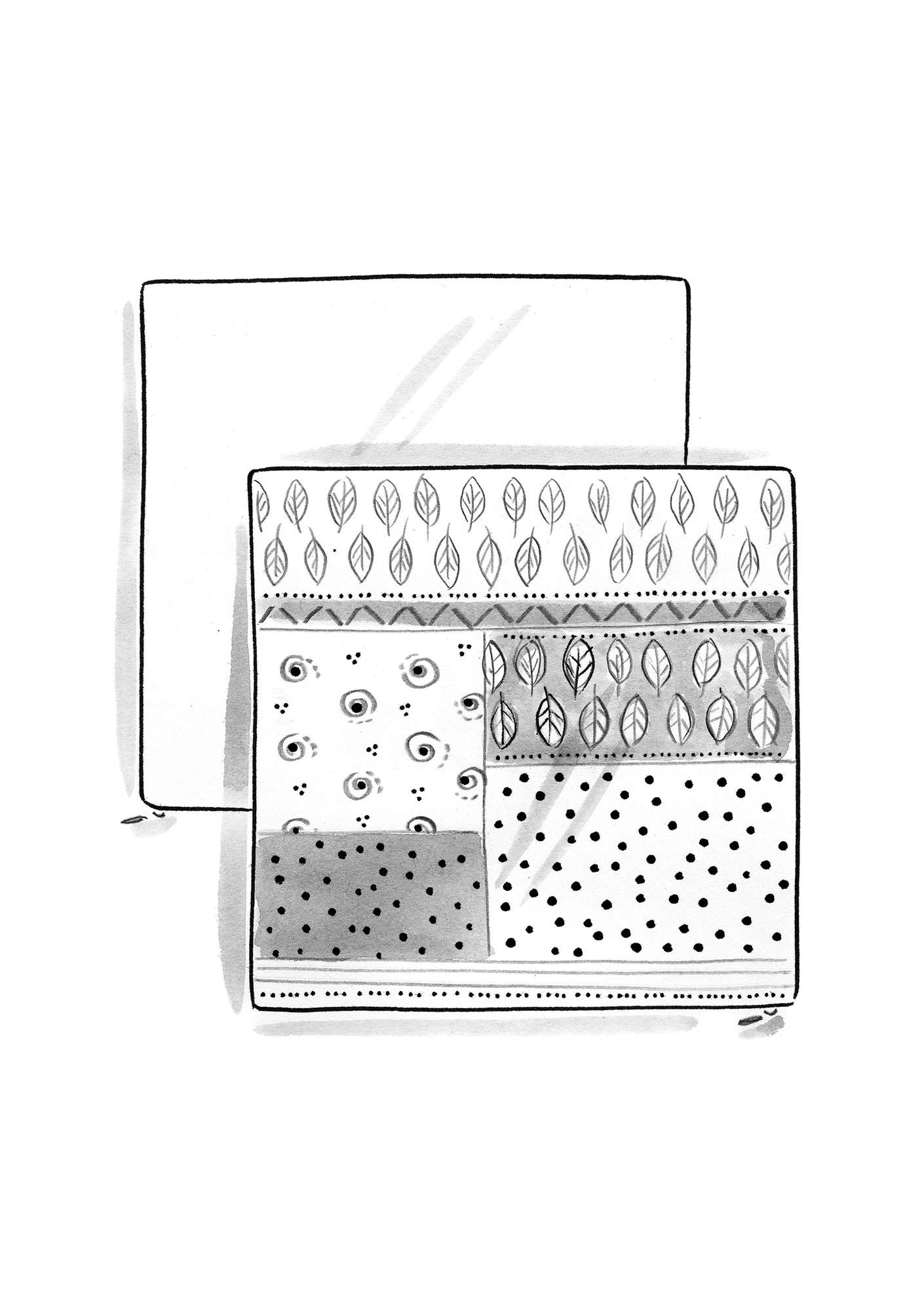Blockdruck-Kissenhülle „Surya“ aus Öko-Baumwolle wermutkraut