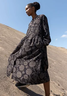 “Moonlight” woven viscose/linen dress - black