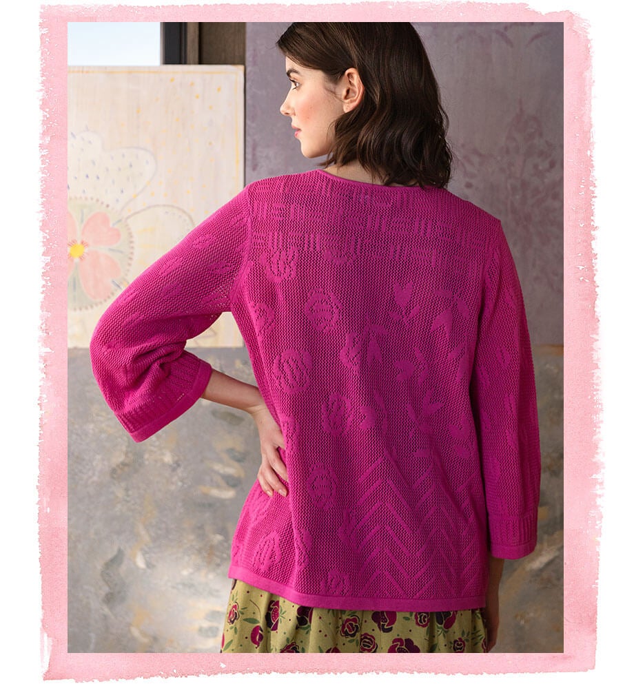Pointelle-knit cardigan made of recycled cotton